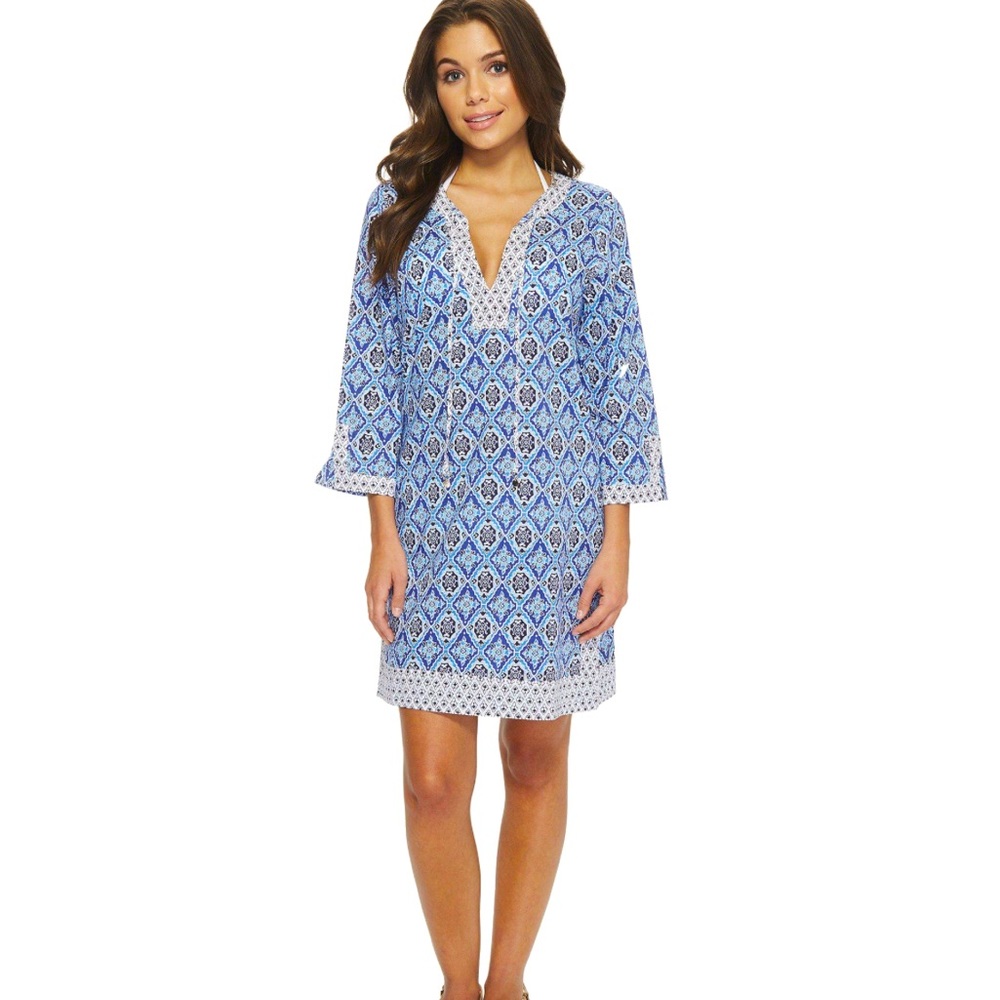 Tommy Bahama blue coverup with 3/4 sleeves size medium
